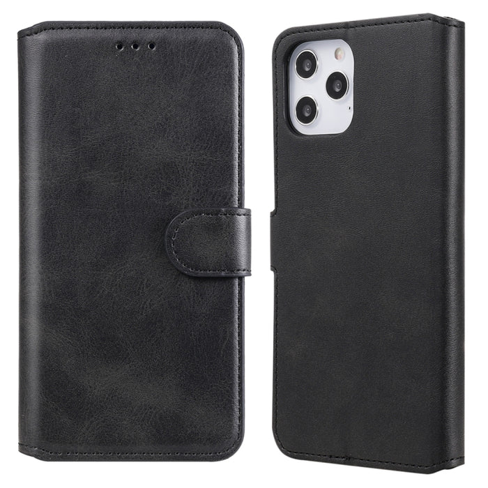 Estuche de cuero con tapa horizontal clásica de PU + TPU con textura de becerro, con soporte y ranuras para tarjetas y billetera