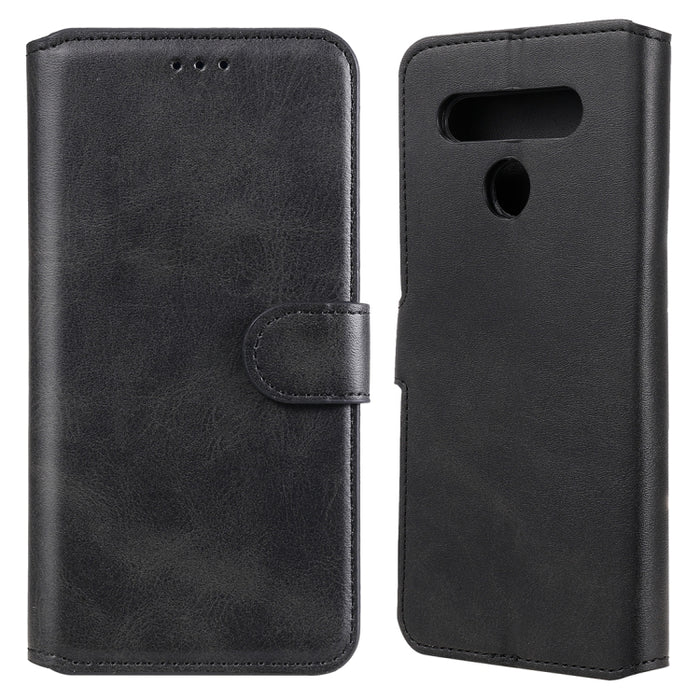 Estuche de cuero con tapa horizontal clásica de PU + TPU con textura de becerro, con soporte y ranuras para tarjetas y billetera