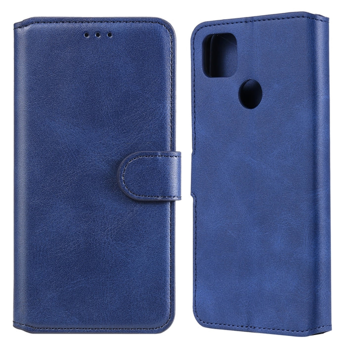 Estuche de cuero con tapa horizontal clásica de PU + TPU con textura de becerro, con soporte y ranuras para tarjetas y billetera