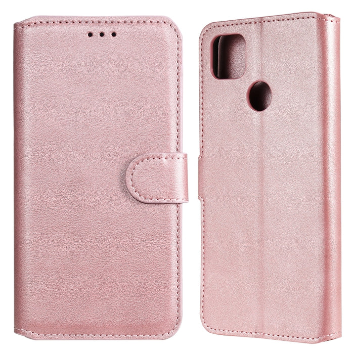Estuche de cuero con tapa horizontal clásica de PU + TPU con textura de becerro, con soporte y ranuras para tarjetas y billetera