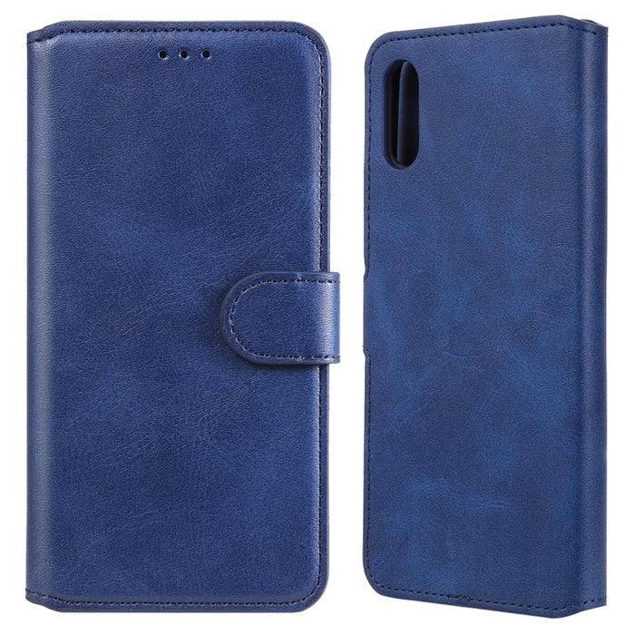Estuche de cuero con tapa horizontal clásica de PU + TPU con textura de becerro, con soporte y ranuras para tarjetas y billetera