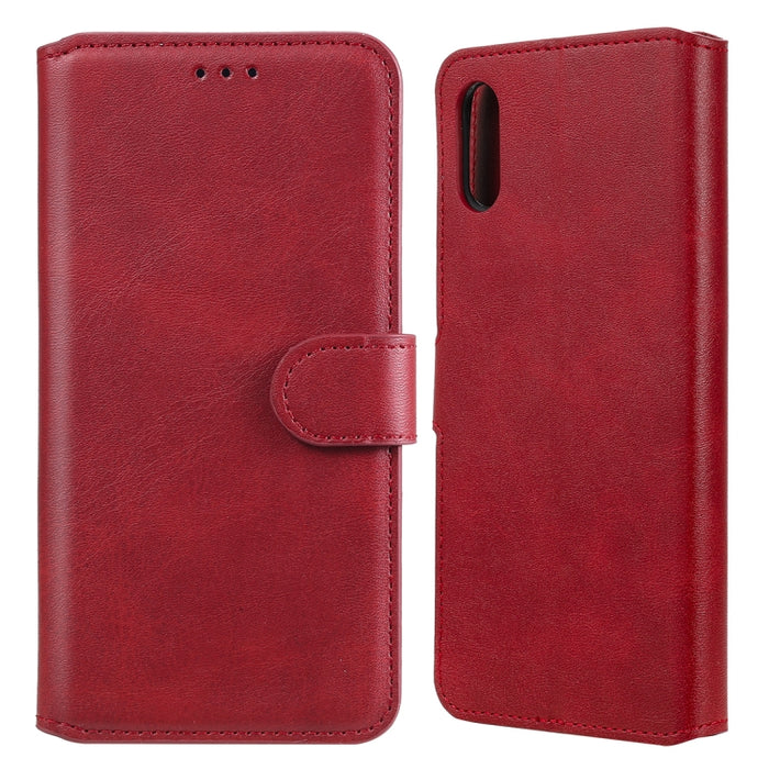 Estuche de cuero con tapa horizontal clásica de PU + TPU con textura de becerro, con soporte y ranuras para tarjetas y billetera