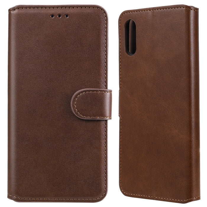 Estuche de cuero con tapa horizontal clásica de PU + TPU con textura de becerro, con soporte y ranuras para tarjetas y billetera