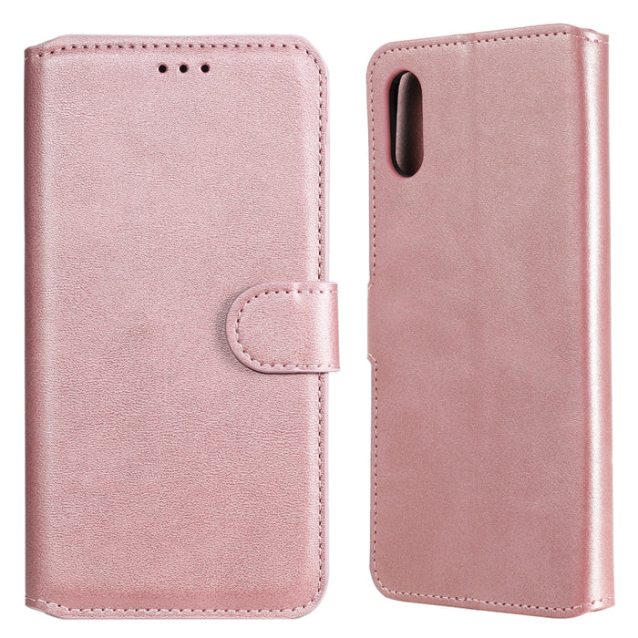 Estuche de cuero con tapa horizontal clásica de PU + TPU con textura de becerro, con soporte y ranuras para tarjetas y billetera