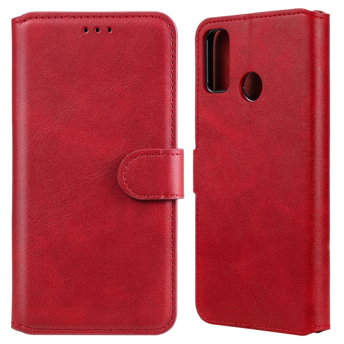 Estuche de cuero con tapa horizontal clásica de PU + TPU con textura de becerro, con soporte y ranuras para tarjetas y billetera