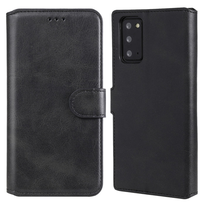 Estuche de cuero con tapa horizontal clásica de PU + TPU con textura de becerro, con soporte y ranuras para tarjetas y billetera