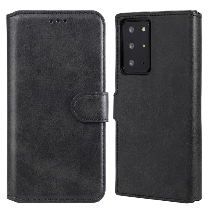Estuche de cuero con tapa horizontal clásica de PU + TPU con textura de becerro, con soporte y ranuras para tarjetas y billetera