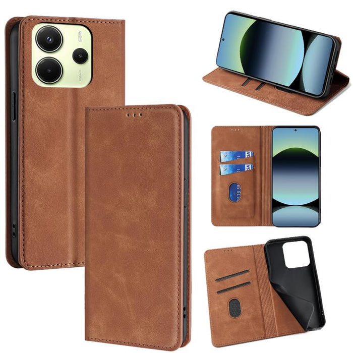 Funda de cuero magnética para teléfono con tacto de piel, For Redmi A7 Pro 171mm / Poco C85x 5G, For Redmi Turbo 5 Max 5G / Poco X8 Pro Max 5G, For Redmi Turbo 5 5G / Poco X8 Pro 5G, For Redmi Note 15 Pro 4G Global 163.2mm, For Redmi A5 4G 171.7mm     ...