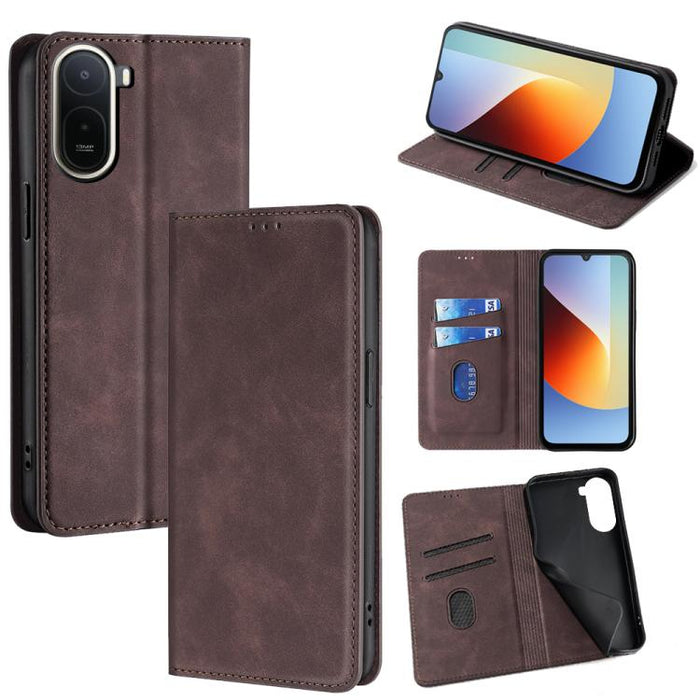 Funda de cuero magnética para teléfono con tacto de piel, For Redmi A7 Pro 171mm / Poco C85x 5G, For Redmi Turbo 5 Max 5G / Poco X8 Pro Max 5G, For Redmi Turbo 5 5G / Poco X8 Pro 5G, For Redmi Note 15 Pro 4G Global 163.2mm, For Redmi A5 4G 171.7mm     ...