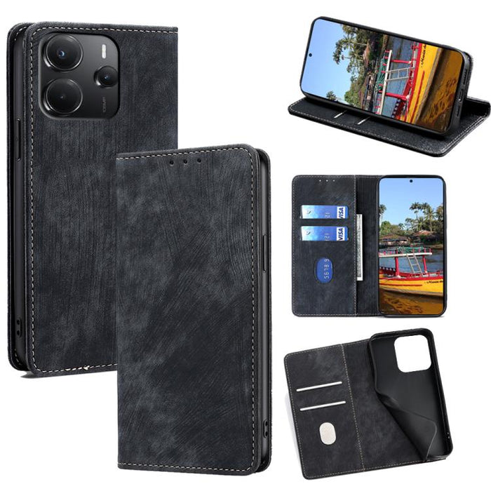 Funda de cuero magnética para teléfono con cepillo antirrobo RFID, For Redmi A7 Pro 171mm / Poco C85x 5G, For Redmi Turbo 5 Max 5G / Poco X8 Pro Max 5G, For Redmi Turbo 5 5G / Poco X8 Pro 5G, For Redmi K90 Pro Max 5G / Poco F8 Ultra                    ...