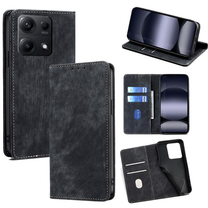 Funda de cuero magnética para teléfono con cepillo antirrobo RFID, For Redmi A7 Pro 171mm / Poco C85x 5G, For Redmi Turbo 5 Max 5G / Poco X8 Pro Max 5G, For Redmi Turbo 5 5G / Poco X8 Pro 5G, For Redmi K90 Pro Max 5G / Poco F8 Ultra                    ...