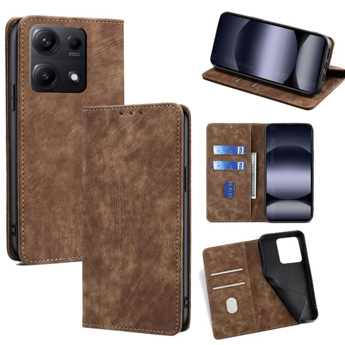 Funda de cuero magnética para teléfono con cepillo antirrobo RFID, For Redmi A7 Pro 171mm / Poco C85x 5G, For Redmi Turbo 5 Max 5G / Poco X8 Pro Max 5G, For Redmi Turbo 5 5G / Poco X8 Pro 5G, For Redmi K90 Pro Max 5G / Poco F8 Ultra                    ...