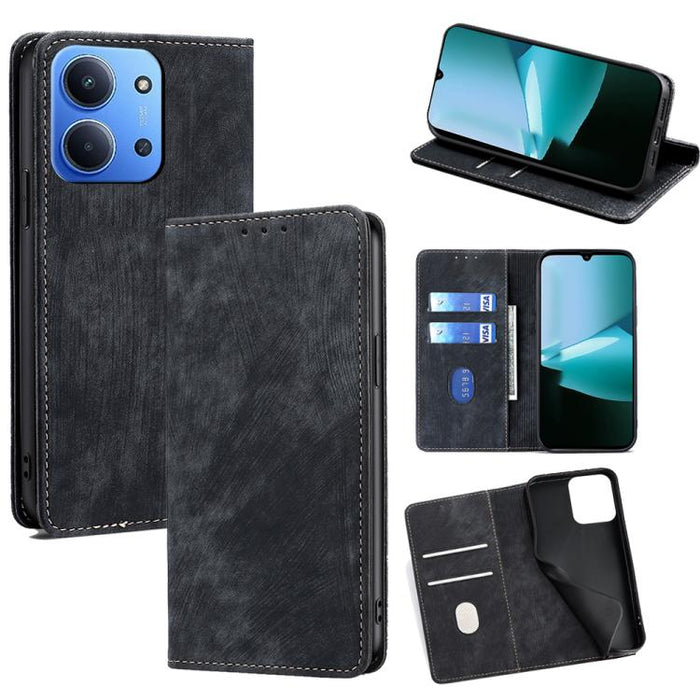 Funda de cuero magnética para teléfono con cepillo antirrobo RFID, For Redmi A7 Pro 171mm / Poco C85x 5G, For Redmi Turbo 5 Max 5G / Poco X8 Pro Max 5G, For Redmi Turbo 5 5G / Poco X8 Pro 5G, For Redmi K90 Pro Max 5G / Poco F8 Ultra                    ...