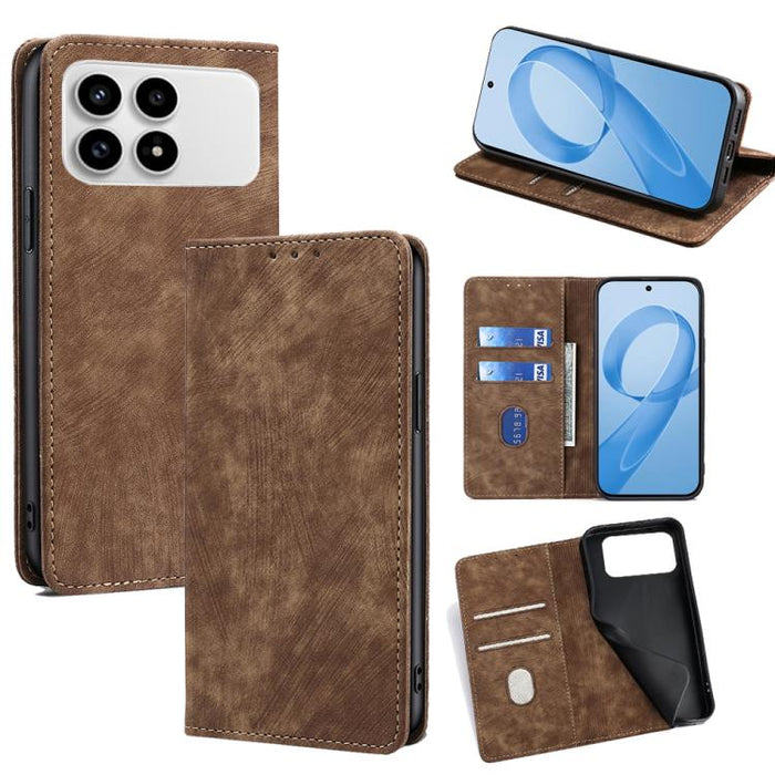 Funda de cuero magnética para teléfono con cepillo antirrobo RFID, For Redmi A7 Pro 171mm / Poco C85x 5G, For Redmi Turbo 5 Max 5G / Poco X8 Pro Max 5G, For Redmi Turbo 5 5G / Poco X8 Pro 5G, For Redmi K90 Pro Max 5G / Poco F8 Ultra                    ...