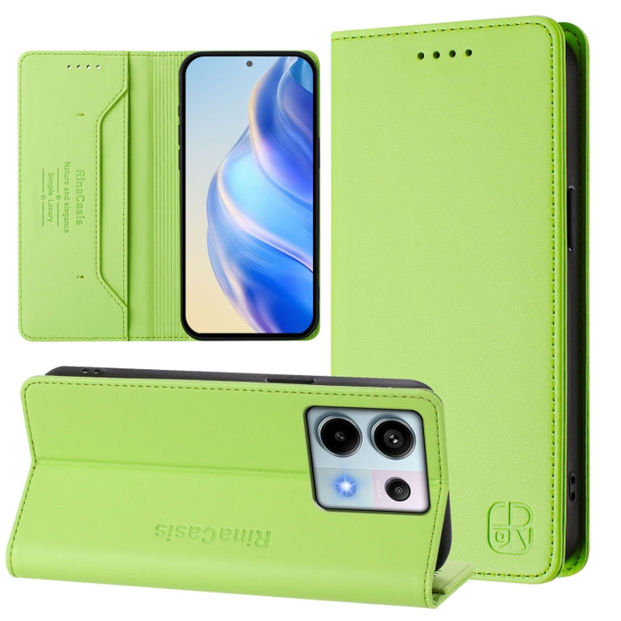 Estuche para teléfono de cuero con doble pliegue y succión magnética y RFID RC01, For Xiaomi 14T Pro, For Xiaomi 14T, For Xiaomi Poco F6 5G, For Xiaomi Poco F6 Pro 5G, For Xiaomi Poco X6 Neo 5G, For Xiaomi Poco X6 Pro / Redmi K70E                      ...