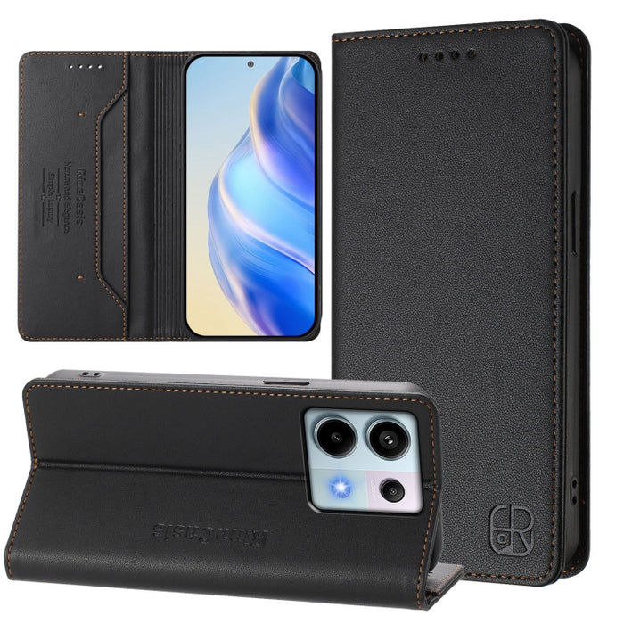 Estuche para teléfono de cuero con doble pliegue y succión magnética y RFID RC01, For Xiaomi 14T Pro, For Xiaomi 14T, For Xiaomi Poco F6 5G, For Xiaomi Poco F6 Pro 5G, For Xiaomi Poco X6 Neo 5G, For Xiaomi Poco X6 Pro / Redmi K70E                      ...