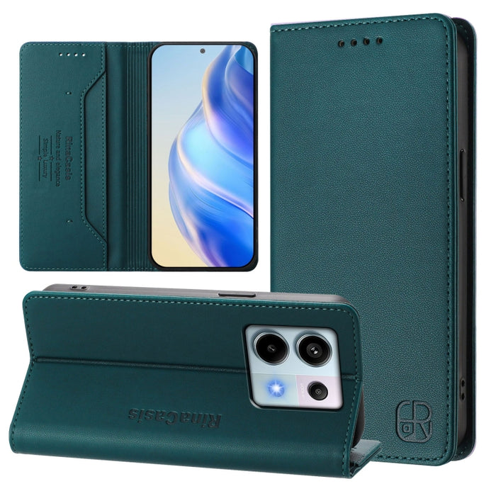 Estuche para teléfono de cuero con doble pliegue y succión magnética y RFID RC01, For Xiaomi 14T Pro, For Xiaomi 14T, For Xiaomi Poco F6 5G, For Xiaomi Poco F6 Pro 5G, For Xiaomi Poco X6 Neo 5G, For Xiaomi Poco X6 Pro / Redmi K70E                      ...