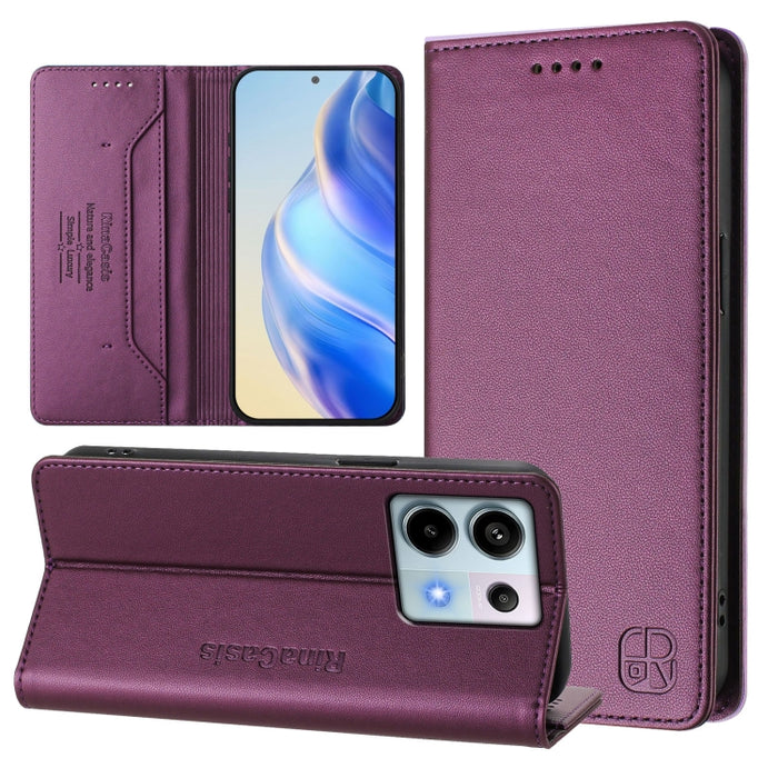 Estuche para teléfono de cuero con doble pliegue y succión magnética y RFID RC01, For Xiaomi 14T Pro, For Xiaomi 14T, For Xiaomi Poco F6 5G, For Xiaomi Poco F6 Pro 5G, For Xiaomi Poco X6 Neo 5G, For Xiaomi Poco X6 Pro / Redmi K70E                      ...