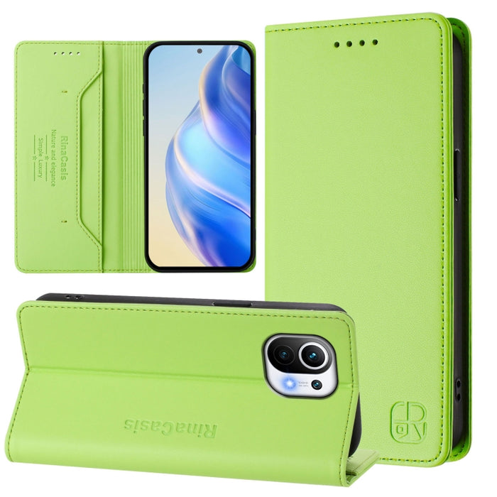 Estuche para teléfono de cuero con doble pliegue y succión magnética y RFID RC01, For Xiaomi 11T / 11T Pro, For Xiaomi Poco X3 GT, For Xiaomi Poco X3 / X3 NFC / X3 Pro, For Xiaomi Mi 11 Ultra, For Xiaomi Mi 11 Pro, For Xiaomi Mi 11                     ...