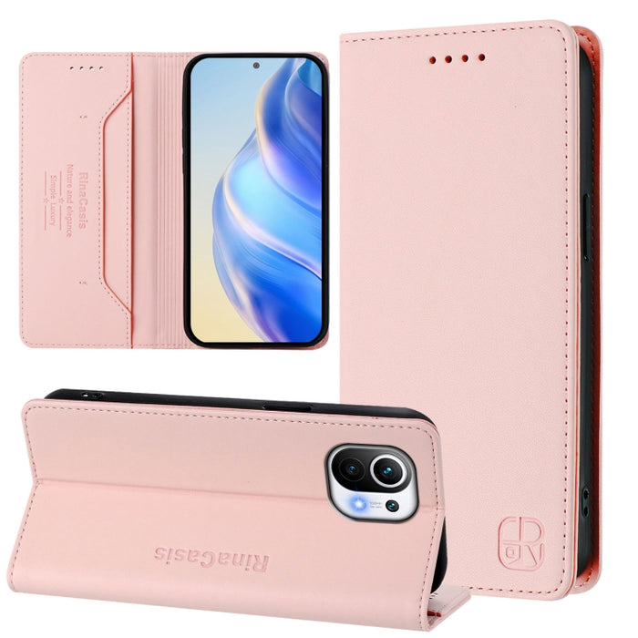 Estuche para teléfono de cuero con doble pliegue y succión magnética y RFID RC01, For Xiaomi 11T / 11T Pro, For Xiaomi Poco X3 GT, For Xiaomi Poco X3 / X3 NFC / X3 Pro, For Xiaomi Mi 11 Ultra, For Xiaomi Mi 11 Pro, For Xiaomi Mi 11                     ...