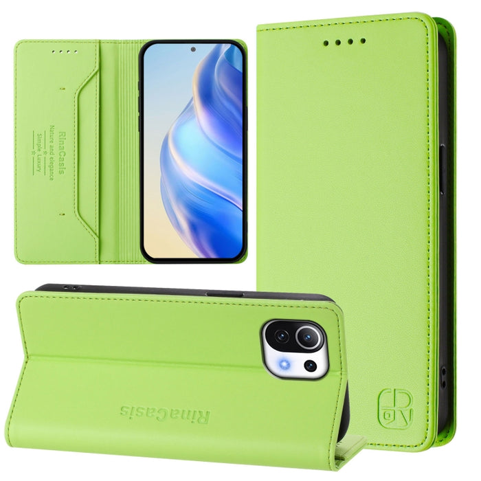 Estuche para teléfono de cuero con doble pliegue y succión magnética y RFID RC01, For Xiaomi 11T / 11T Pro, For Xiaomi Poco X3 GT, For Xiaomi Poco X3 / X3 NFC / X3 Pro, For Xiaomi Mi 11 Ultra, For Xiaomi Mi 11 Pro, For Xiaomi Mi 11                     ...