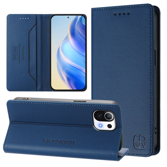 Estuche para teléfono de cuero con doble pliegue y succión magnética y RFID RC01, For Xiaomi 11T / 11T Pro, For Xiaomi Poco X3 GT, For Xiaomi Poco X3 / X3 NFC / X3 Pro, For Xiaomi Mi 11 Ultra, For Xiaomi Mi 11 Pro, For Xiaomi Mi 11                     ...