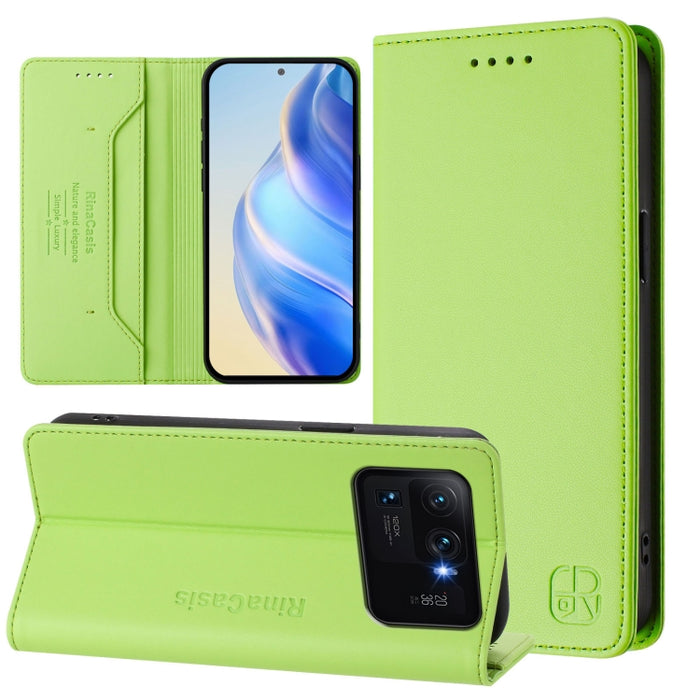 Estuche para teléfono de cuero con doble pliegue y succión magnética y RFID RC01, For Xiaomi 11T / 11T Pro, For Xiaomi Poco X3 GT, For Xiaomi Poco X3 / X3 NFC / X3 Pro, For Xiaomi Mi 11 Ultra, For Xiaomi Mi 11 Pro, For Xiaomi Mi 11                     ...