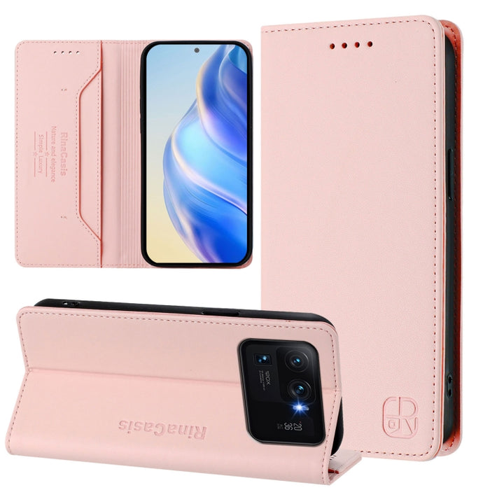 Estuche para teléfono de cuero con doble pliegue y succión magnética y RFID RC01, For Xiaomi 11T / 11T Pro, For Xiaomi Poco X3 GT, For Xiaomi Poco X3 / X3 NFC / X3 Pro, For Xiaomi Mi 11 Ultra, For Xiaomi Mi 11 Pro, For Xiaomi Mi 11                     ...