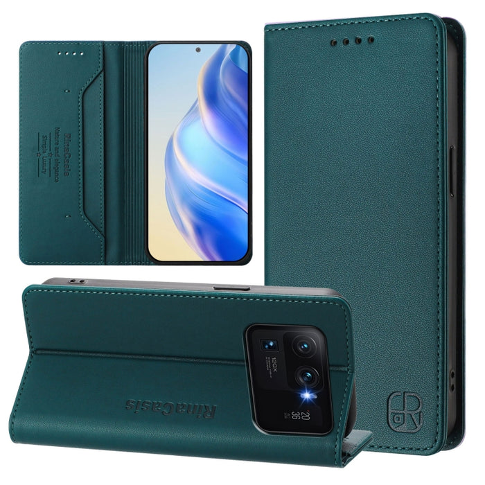 Estuche para teléfono de cuero con doble pliegue y succión magnética y RFID RC01, For Xiaomi 11T / 11T Pro, For Xiaomi Poco X3 GT, For Xiaomi Poco X3 / X3 NFC / X3 Pro, For Xiaomi Mi 11 Ultra, For Xiaomi Mi 11 Pro, For Xiaomi Mi 11                     ...