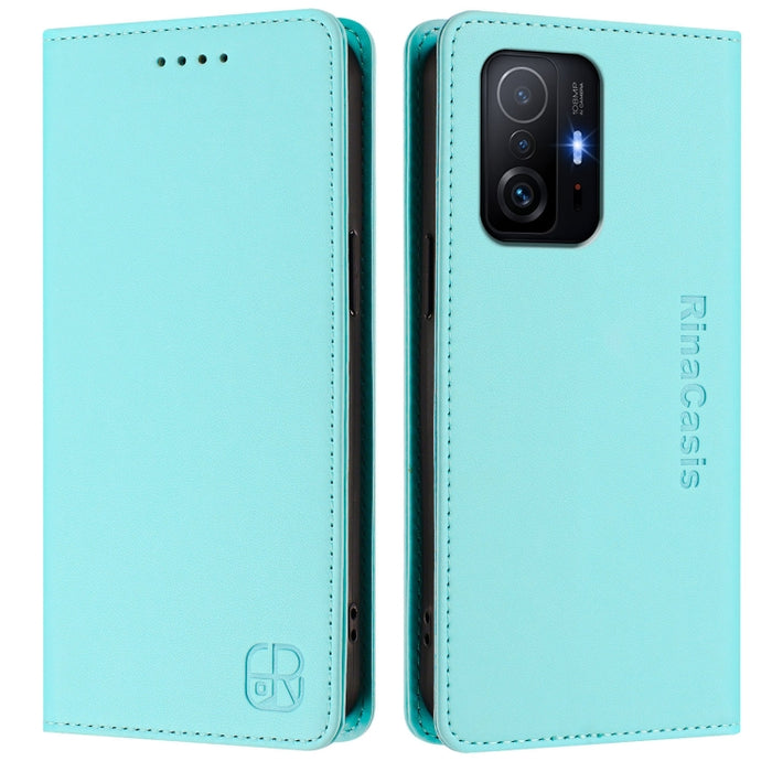 Estuche para teléfono de cuero con doble pliegue y succión magnética y RFID RC01, For Xiaomi 11T / 11T Pro, For Xiaomi Poco X3 GT, For Xiaomi Poco X3 / X3 NFC / X3 Pro, For Xiaomi Mi 11 Ultra, For Xiaomi Mi 11 Pro, For Xiaomi Mi 11                     ...