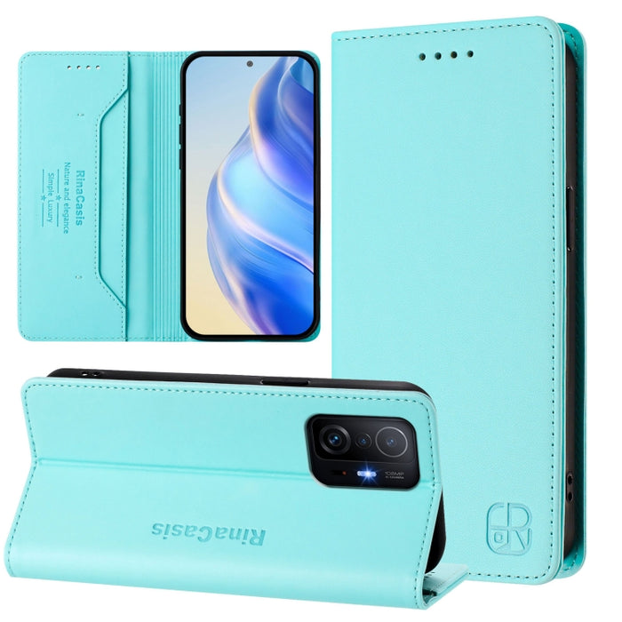 Estuche para teléfono de cuero con doble pliegue y succión magnética y RFID RC01, For Xiaomi 11T / 11T Pro, For Xiaomi Poco X3 GT, For Xiaomi Poco X3 / X3 NFC / X3 Pro, For Xiaomi Mi 11 Ultra, For Xiaomi Mi 11 Pro, For Xiaomi Mi 11                     ...