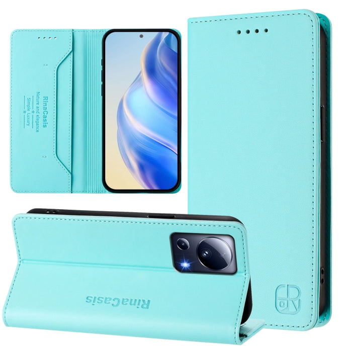 Estuche para teléfono de cuero con doble pliegue y succión magnética y RFID RC01, For Xiaomi 13 Lite 5G / Civi 2, For Xiaomi 13 Pro 5G, For Xiaomi 13 5G, For Xiaomi 12S Ultra, For Xiaomi 12 Pro / 12S Pro, For Xiaomi 12 5G / 12X 5G / 12S 5G             ...
