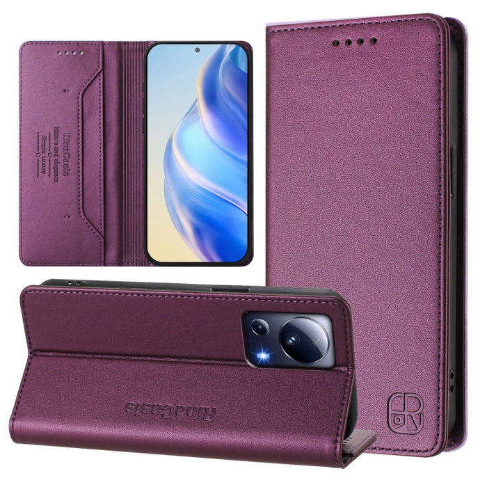 Estuche para teléfono de cuero con doble pliegue y succión magnética y RFID RC01, For Xiaomi 13 Lite 5G / Civi 2, For Xiaomi 13 Pro 5G, For Xiaomi 13 5G, For Xiaomi 12S Ultra, For Xiaomi 12 Pro / 12S Pro, For Xiaomi 12 5G / 12X 5G / 12S 5G             ...