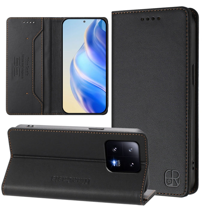 Estuche para teléfono de cuero con doble pliegue y succión magnética y RFID RC01, For Xiaomi 13 Lite 5G / Civi 2, For Xiaomi 13 Pro 5G, For Xiaomi 13 5G, For Xiaomi 12S Ultra, For Xiaomi 12 Pro / 12S Pro, For Xiaomi 12 5G / 12X 5G / 12S 5G             ...