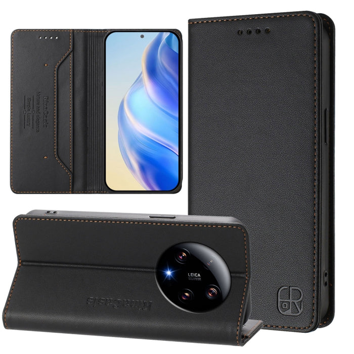 Estuche para teléfono de cuero con doble pliegue y succión magnética y RFID RC01, For Xiaomi 13 Lite 5G / Civi 2, For Xiaomi 13 Pro 5G, For Xiaomi 13 5G, For Xiaomi 12S Ultra, For Xiaomi 12 Pro / 12S Pro, For Xiaomi 12 5G / 12X 5G / 12S 5G             ...