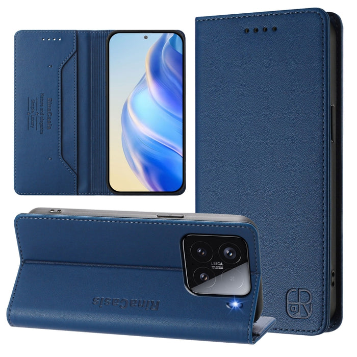 Estuche para teléfono de cuero con doble pliegue y succión magnética y RFID RC01, For Xiaomi Poco M7 4G 169mm, For Xiaomi 15T Pro, For Xiaomi 15T, For Xiaomi Civi 5 Pro Curved, For Xiaomi 15S Pro, For Xiaomi Poco M7 5G / C75 4G                         ...