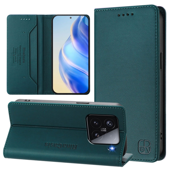 Estuche para teléfono de cuero con doble pliegue y succión magnética y RFID RC01, For Xiaomi Poco M7 4G 169mm, For Xiaomi 15T Pro, For Xiaomi 15T, For Xiaomi Civi 5 Pro Curved, For Xiaomi 15S Pro, For Xiaomi Poco M7 5G / C75 4G                         ...