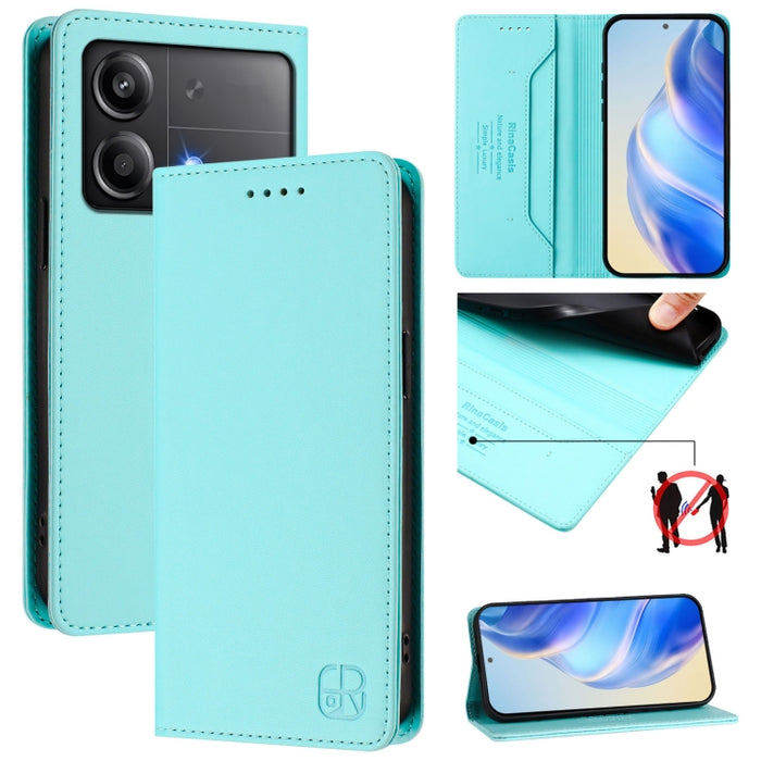 Estuche para teléfono de cuero con doble pliegue y succión magnética y RFID RC01, For Xiaomi 14T Pro, For Xiaomi 14T, For Xiaomi Poco F6 5G, For Xiaomi Poco F6 Pro 5G, For Xiaomi Poco X6 Neo 5G, For Xiaomi Poco X6 Pro / Redmi K70E                      ...
