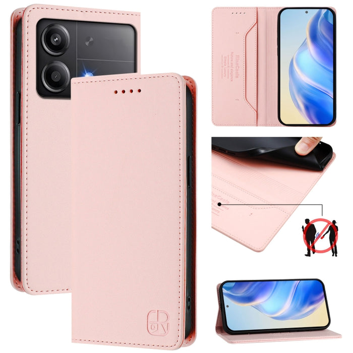 Estuche para teléfono de cuero con doble pliegue y succión magnética y RFID RC01, For Xiaomi 14T Pro, For Xiaomi 14T, For Xiaomi Poco F6 5G, For Xiaomi Poco F6 Pro 5G, For Xiaomi Poco X6 Neo 5G, For Xiaomi Poco X6 Pro / Redmi K70E                      ...