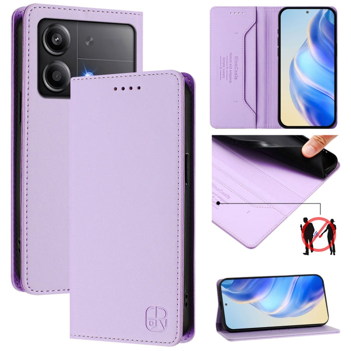 Estuche para teléfono de cuero con doble pliegue y succión magnética y RFID RC01, For Xiaomi 14T Pro, For Xiaomi 14T, For Xiaomi Poco F6 5G, For Xiaomi Poco F6 Pro 5G, For Xiaomi Poco X6 Neo 5G, For Xiaomi Poco X6 Pro / Redmi K70E                      ...