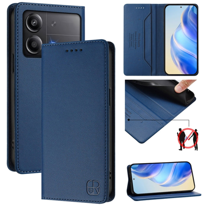Estuche para teléfono de cuero con doble pliegue y succión magnética y RFID RC01, For Xiaomi 14T Pro, For Xiaomi 14T, For Xiaomi Poco F6 5G, For Xiaomi Poco F6 Pro 5G, For Xiaomi Poco X6 Neo 5G, For Xiaomi Poco X6 Pro / Redmi K70E                      ...