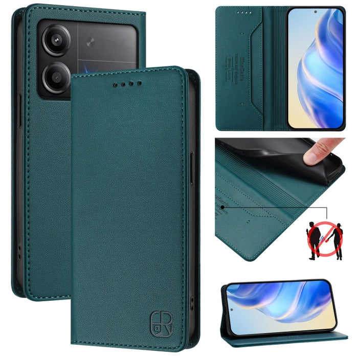Estuche para teléfono de cuero con doble pliegue y succión magnética y RFID RC01, For Xiaomi 14T Pro, For Xiaomi 14T, For Xiaomi Poco F6 5G, For Xiaomi Poco F6 Pro 5G, For Xiaomi Poco X6 Neo 5G, For Xiaomi Poco X6 Pro / Redmi K70E                      ...