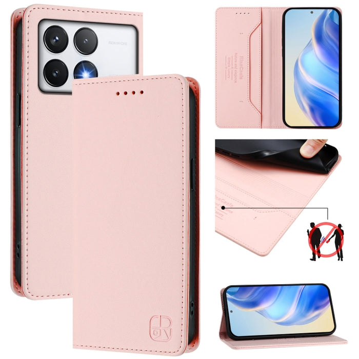 Estuche para teléfono de cuero con doble pliegue y succión magnética y RFID RC01, For Xiaomi 14T Pro, For Xiaomi 14T, For Xiaomi Poco F6 5G, For Xiaomi Poco F6 Pro 5G, For Xiaomi Poco X6 Neo 5G, For Xiaomi Poco X6 Pro / Redmi K70E                      ...