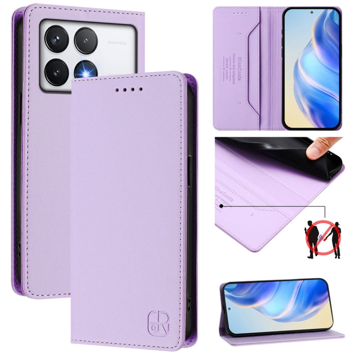 Estuche para teléfono de cuero con doble pliegue y succión magnética y RFID RC01, For Xiaomi 14T Pro, For Xiaomi 14T, For Xiaomi Poco F6 5G, For Xiaomi Poco F6 Pro 5G, For Xiaomi Poco X6 Neo 5G, For Xiaomi Poco X6 Pro / Redmi K70E                      ...