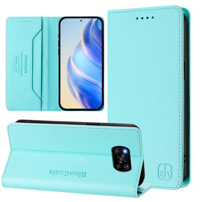 Estuche para teléfono de cuero con doble pliegue y succión magnética y RFID RC01, For Xiaomi 11T / 11T Pro, For Xiaomi Poco X3 GT, For Xiaomi Poco X3 / X3 NFC / X3 Pro, For Xiaomi Mi 11 Ultra, For Xiaomi Mi 11 Pro, For Xiaomi Mi 11                     ...