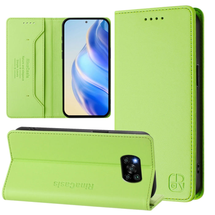 Estuche para teléfono de cuero con doble pliegue y succión magnética y RFID RC01, For Xiaomi 11T / 11T Pro, For Xiaomi Poco X3 GT, For Xiaomi Poco X3 / X3 NFC / X3 Pro, For Xiaomi Mi 11 Ultra, For Xiaomi Mi 11 Pro, For Xiaomi Mi 11                     ...