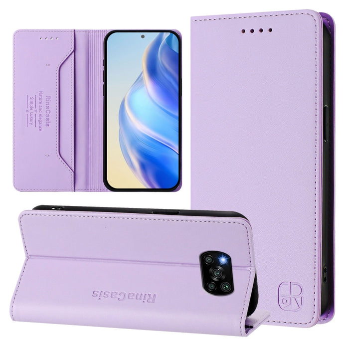 Estuche para teléfono de cuero con doble pliegue y succión magnética y RFID RC01, For Xiaomi 11T / 11T Pro, For Xiaomi Poco X3 GT, For Xiaomi Poco X3 / X3 NFC / X3 Pro, For Xiaomi Mi 11 Ultra, For Xiaomi Mi 11 Pro, For Xiaomi Mi 11                     ...