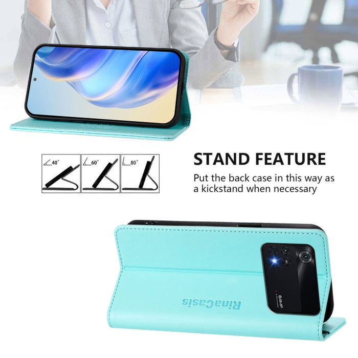 Estuche para teléfono de cuero con doble pliegue y succión magnética y RFID RC01, For Xiaomi 11T / 11T Pro, For Xiaomi Poco X3 GT, For Xiaomi Poco X3 / X3 NFC / X3 Pro, For Xiaomi Mi 11 Ultra, For Xiaomi Mi 11 Pro, For Xiaomi Mi 11                     ...