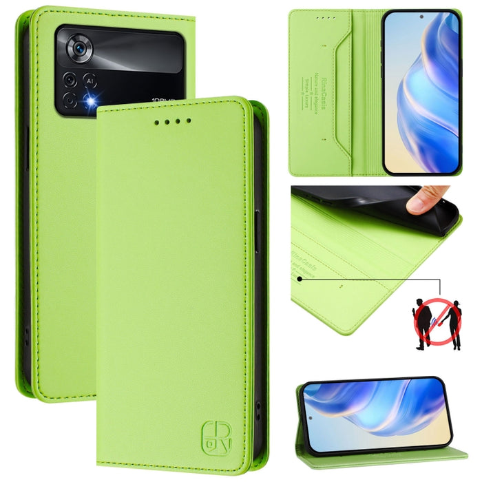 Estuche para teléfono de cuero con doble pliegue y succión magnética y RFID RC01, For Xiaomi 11T / 11T Pro, For Xiaomi Poco X3 GT, For Xiaomi Poco X3 / X3 NFC / X3 Pro, For Xiaomi Mi 11 Ultra, For Xiaomi Mi 11 Pro, For Xiaomi Mi 11                     ...