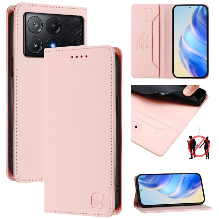 Estuche para teléfono de cuero con doble pliegue y succión magnética y RFID RC01, For Xiaomi 14T Pro, For Xiaomi 14T, For Xiaomi Poco F6 5G, For Xiaomi Poco F6 Pro 5G, For Xiaomi Poco X6 Neo 5G, For Xiaomi Poco X6 Pro / Redmi K70E                      ...